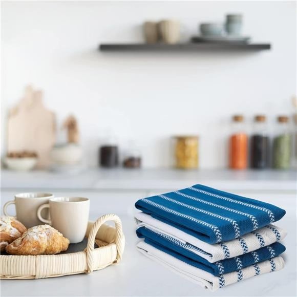 Kitchen Towels Set - Pack of 4 Cotton Dish Towels for Drying Dishes, 18”x 28” - Picture 2 of 7